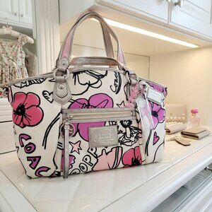 Coach Poppy Petal Print Rocker Satchel (Style #16308)